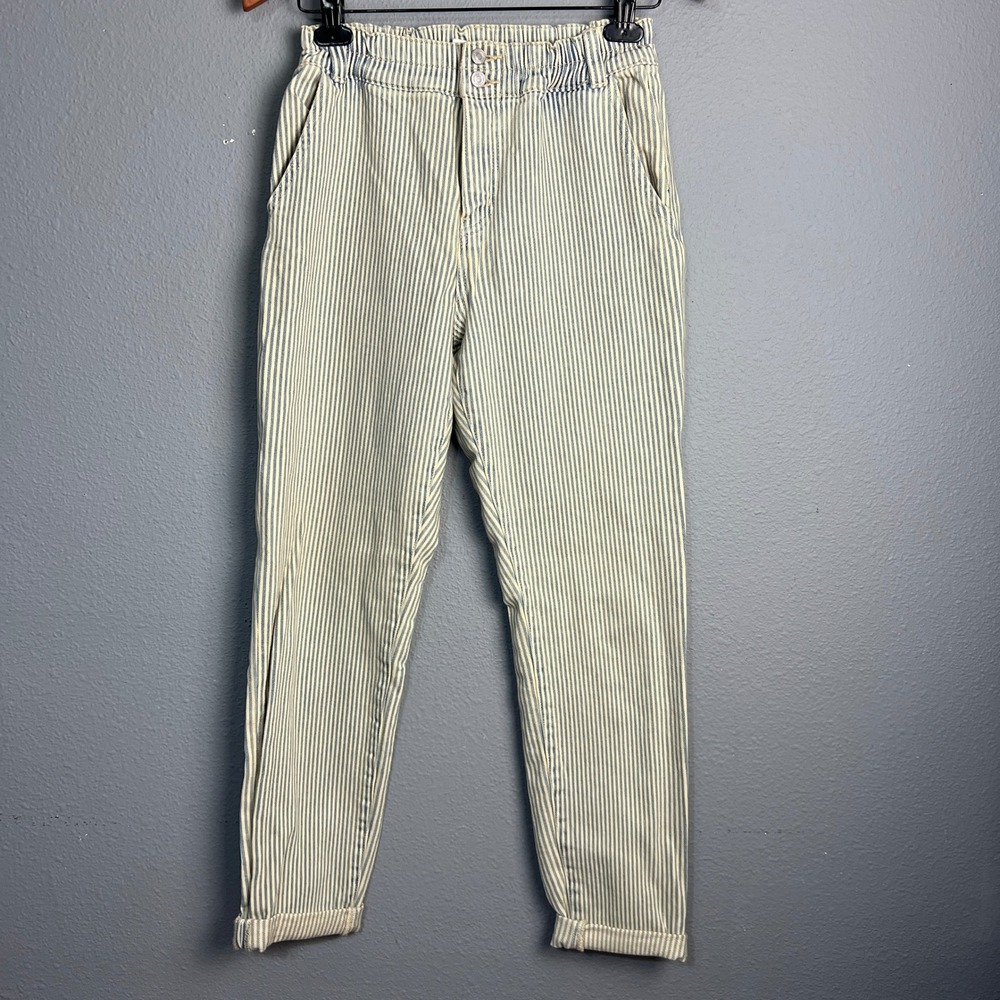 Newbury Kancan Striped Mom Jeans High Rise Elastic Waist Casual Pants Size 3/25